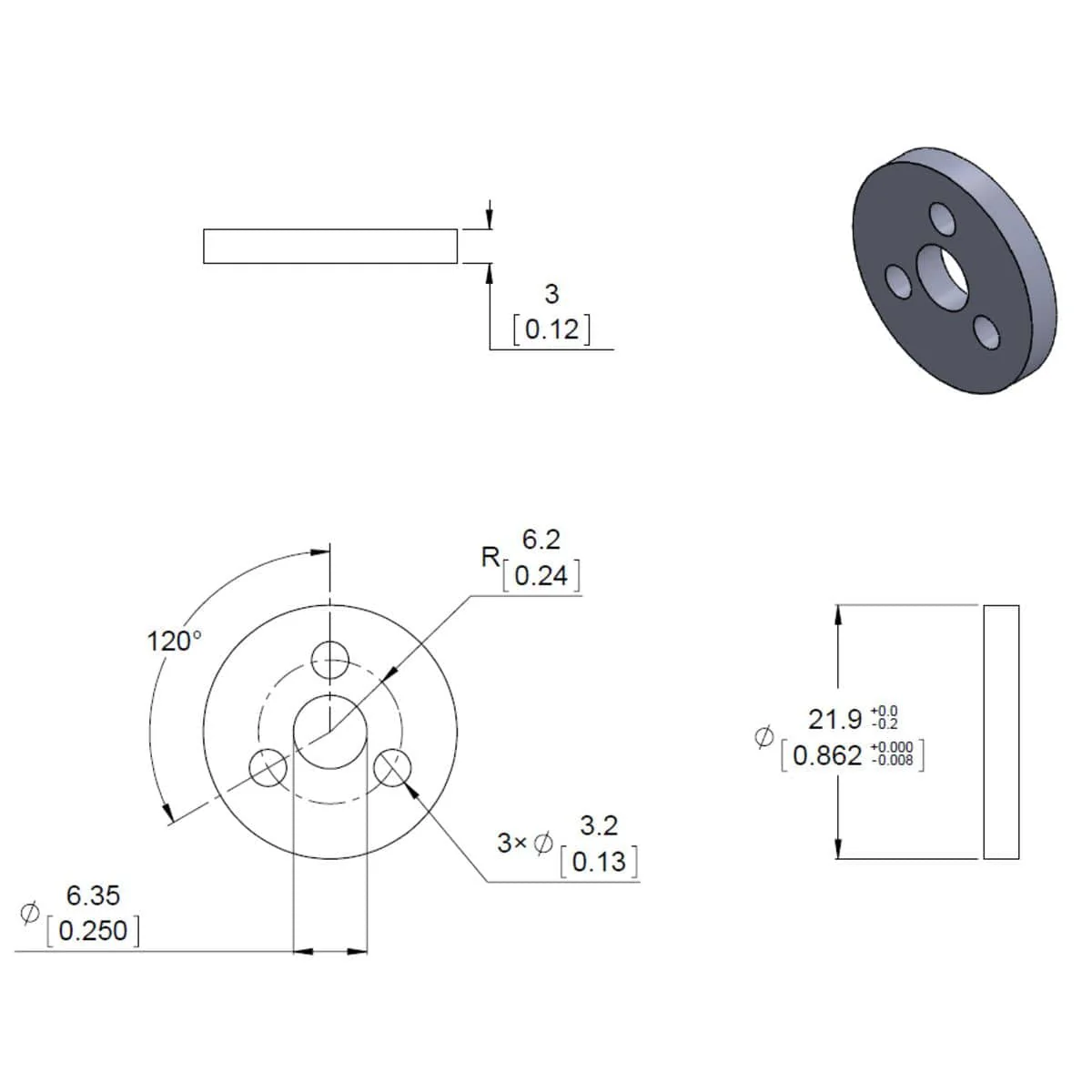 Pololu Aluminum Scooter Wheel Adapter for 6mm Shaft - Image 7