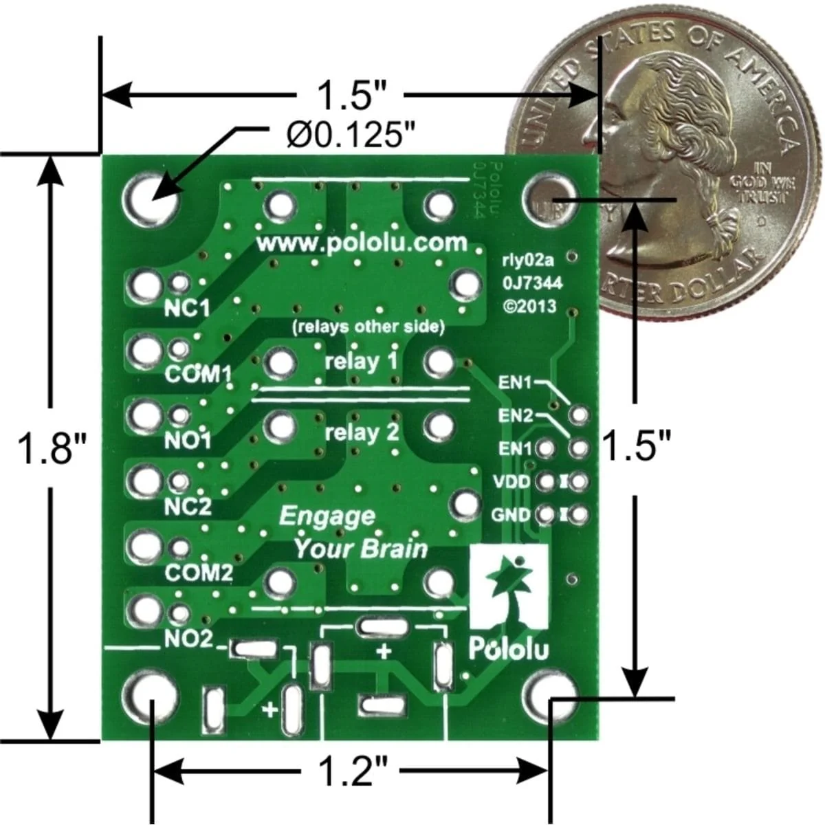 Pololu Basic 2-Channel SPDT Relay Carrier with 12VDC Relays (Assembled) [discontinued] - Image 7
