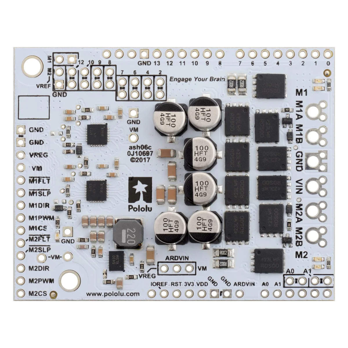 Pololu Dual G2 High-Power Motor Driver 24v18 Shield for Arduino - Image 3