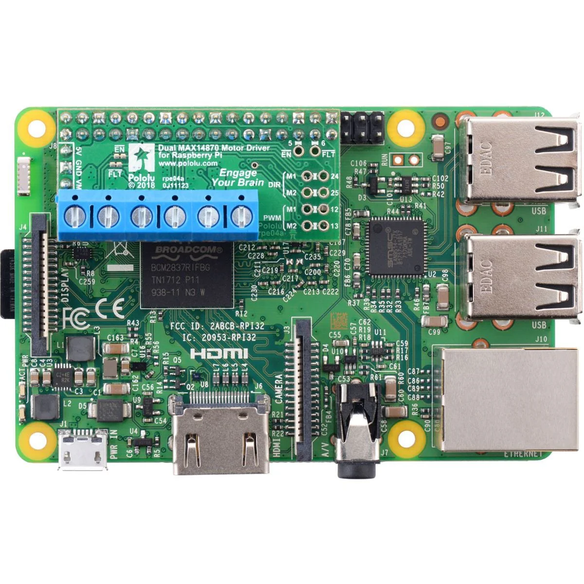 Pololu Dual MAX14870 Motor Driver for Raspberry Pi (Assembled) [Discontinued] - Image 3