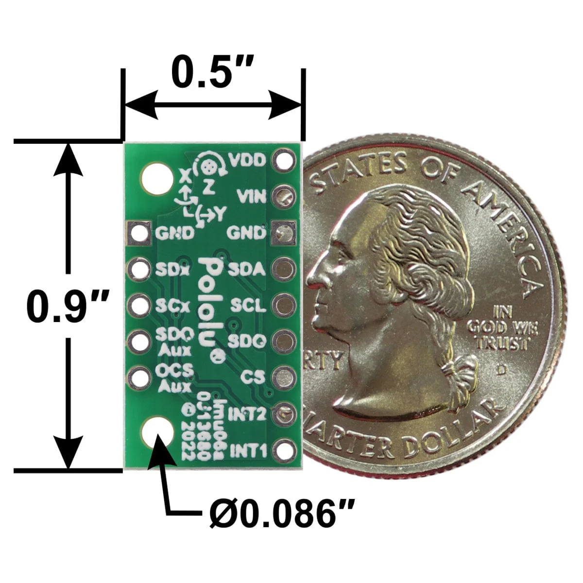 Pololu LSM6DSO 3D Accelerometer and Gyro Carrier with Voltage Regulator - Image 3