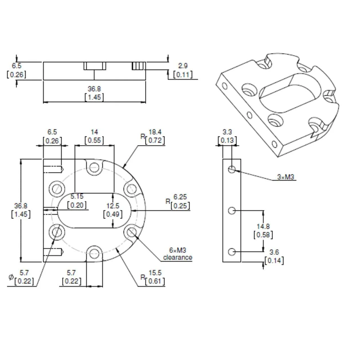 Pololu Machined Aluminum Bracket for 37D Metal Gearmotors - Image 9