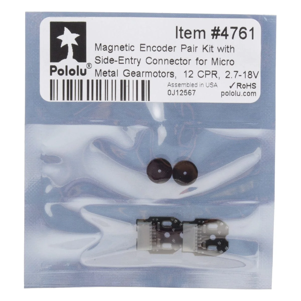 Pololu Magnetic Encoder Kit with Side-Entry Connector for Micro Metal Gearmotors (12 CPR, 2.7-18V) - Image 7