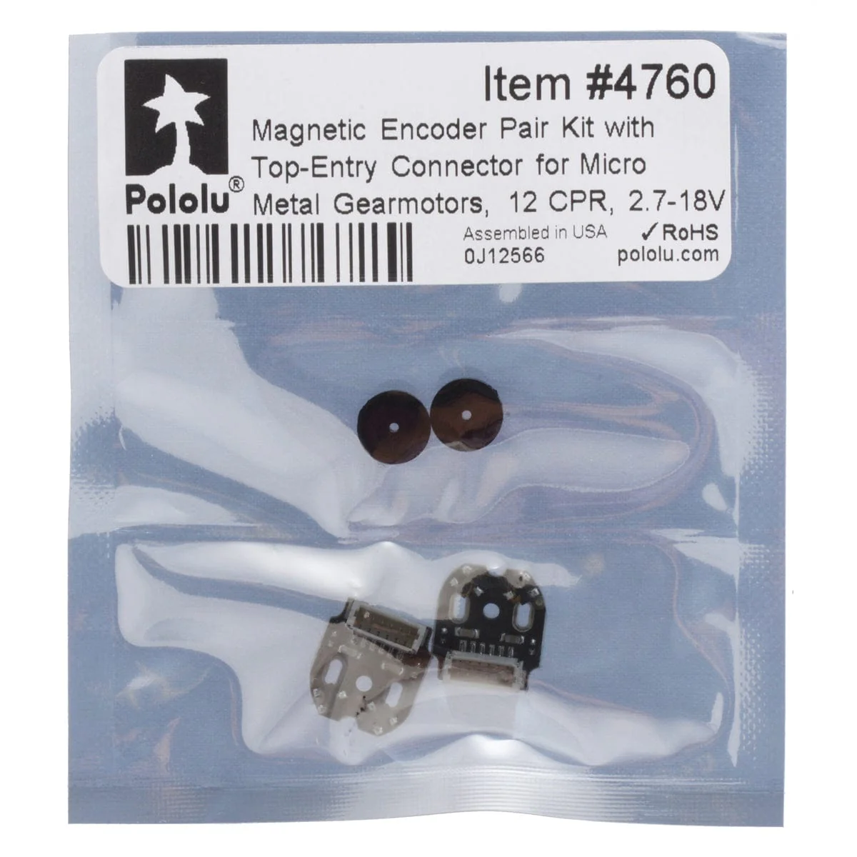 Pololu Magnetic Encoder Kit with Top-Entry Connector for Micro Metal Gearmotors (12 CPR, 2.7-18V) - Image 7