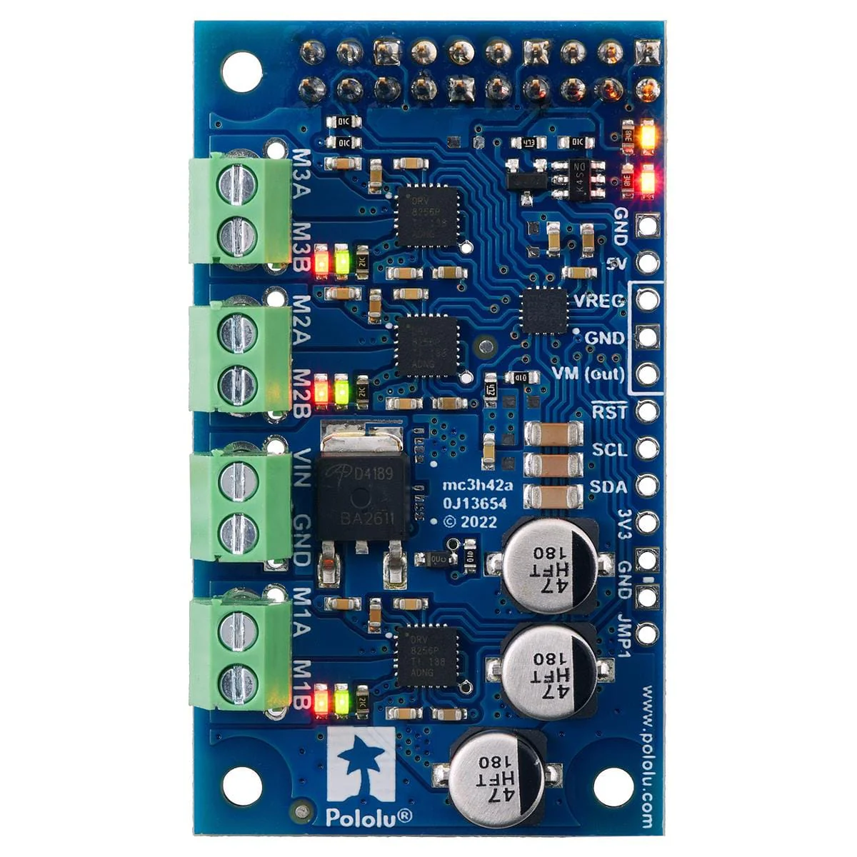 Pololu Motoron M3H256 Triple Motor Controller for Raspberry Pi (Soldered) - Image 3