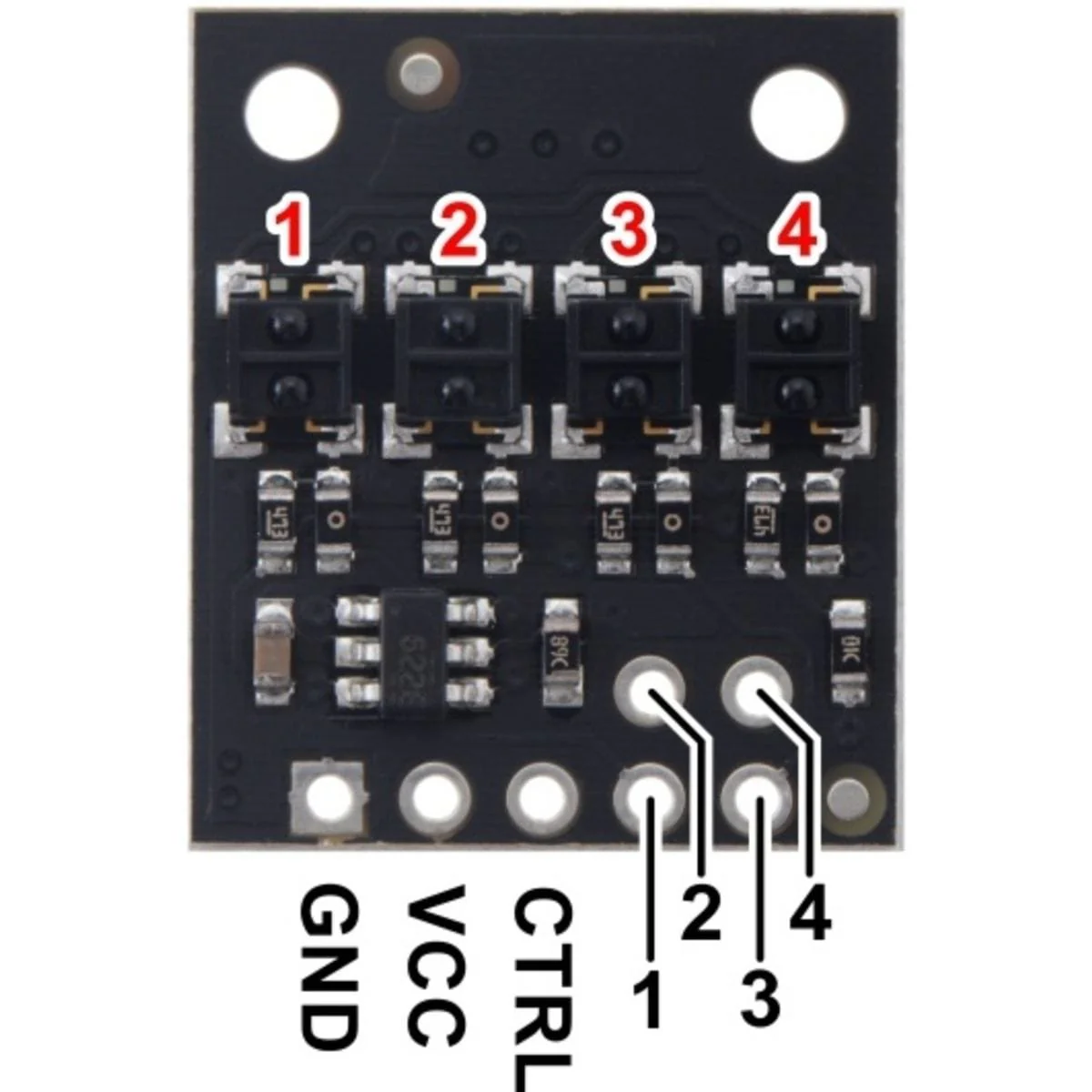Pololu QTRX-HD-04A Reflectance Sensor Array: 4-Channel; 4mm Pitch; Analog - Image 3