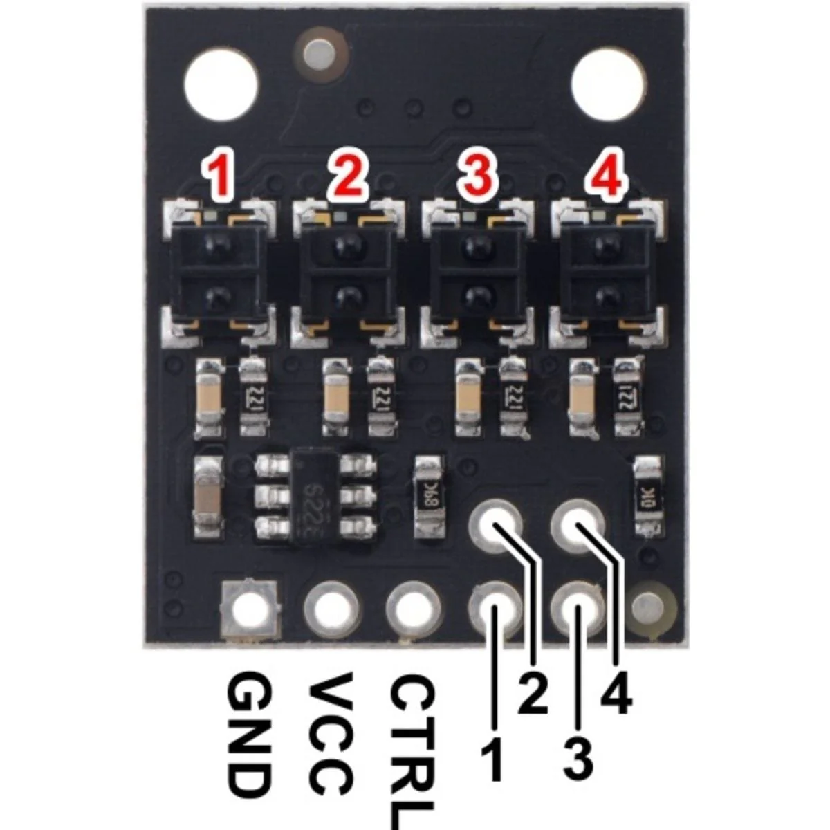 Pololu QTRX-HD-04RC Reflectance Sensor Array: 4-Channel, 4mm Pitch, RC [Discontinued] - Image 3