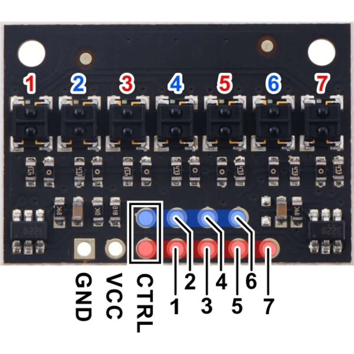 Pololu QTRX-HD-07A Reflectance Sensor Array: 7-Channel; 4mm Pitch; Analog [Discontinued] - Image 3