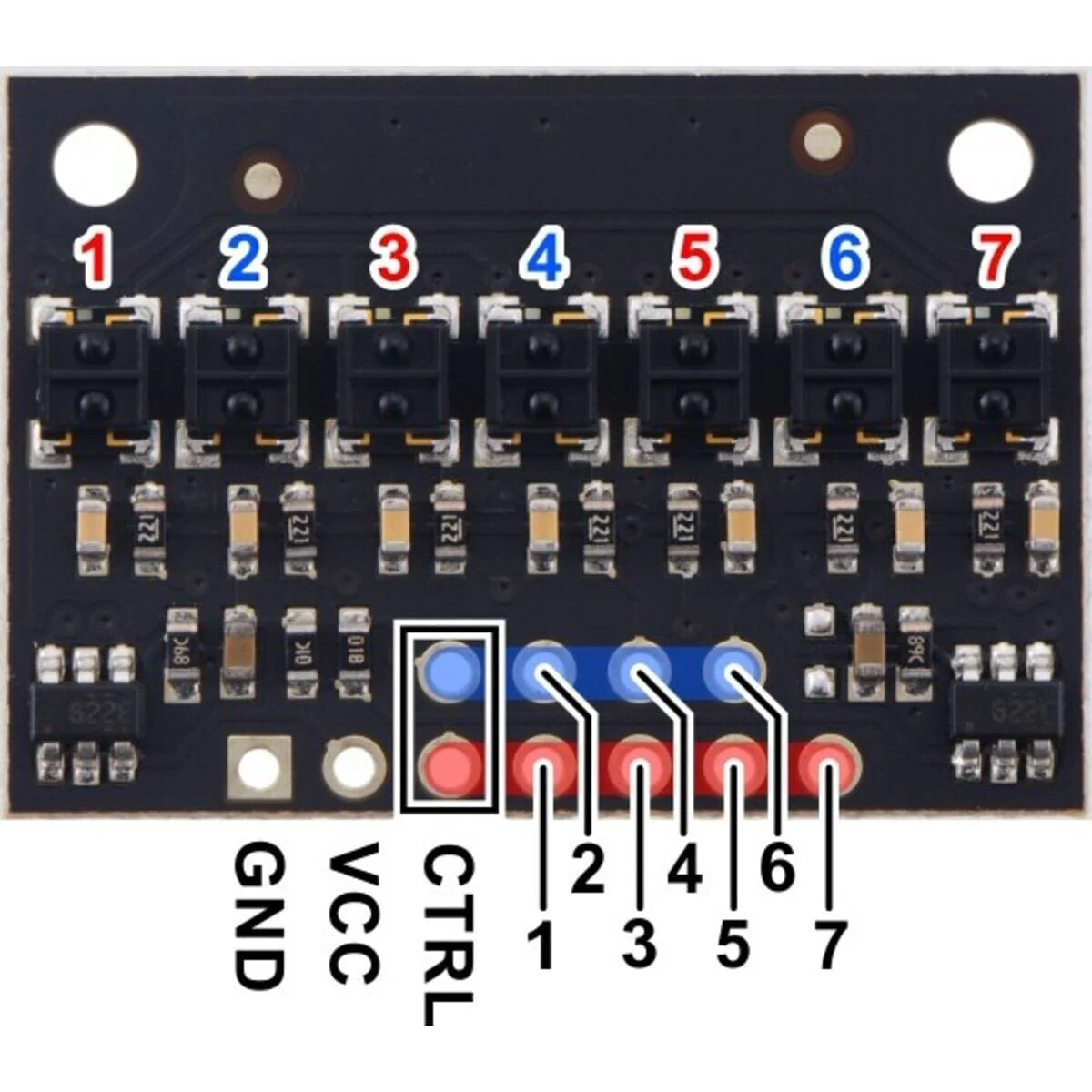 Pololu QTRX-HD-07RC Reflectance Sensor Array: 7-Channel, 4mm Pitch, RC - Image 3