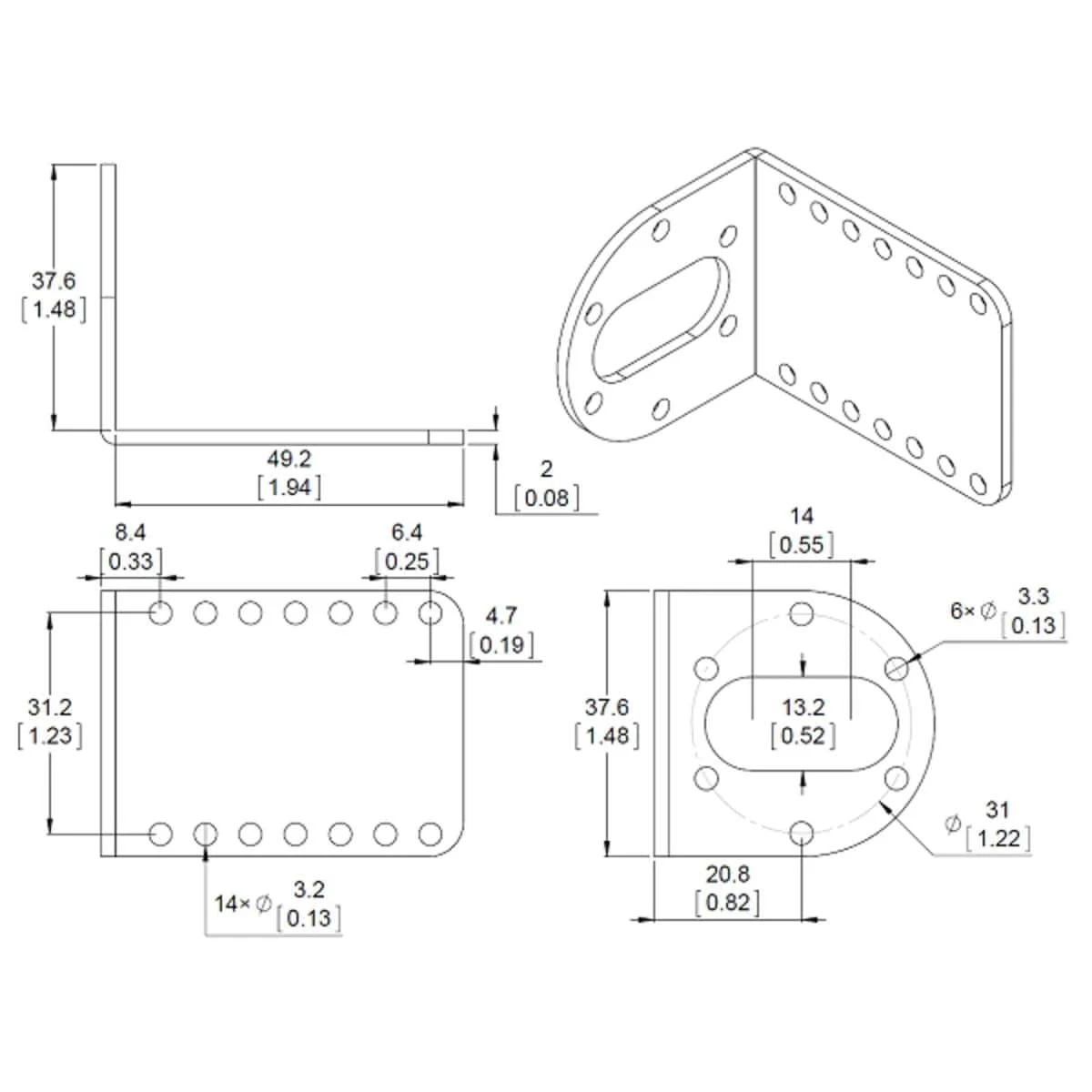 Pololu Stamped Aluminum L-Bracket Pair for 37D Metal Gearmotors - Image 5