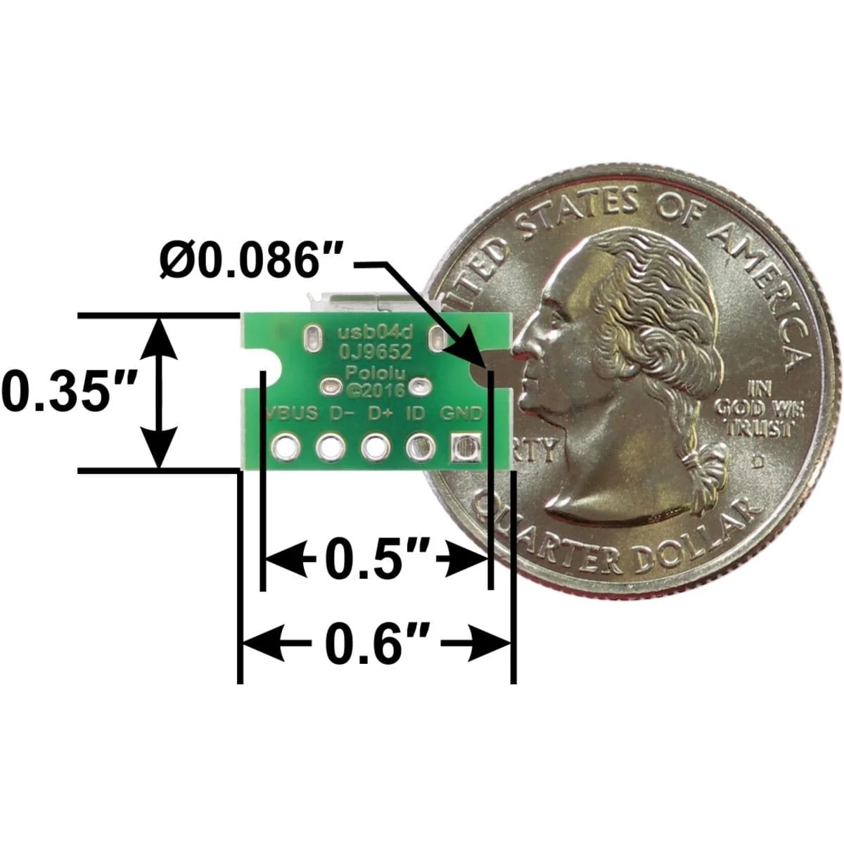 Pololu USB Micro-B Connector Breakout Board - Image 4