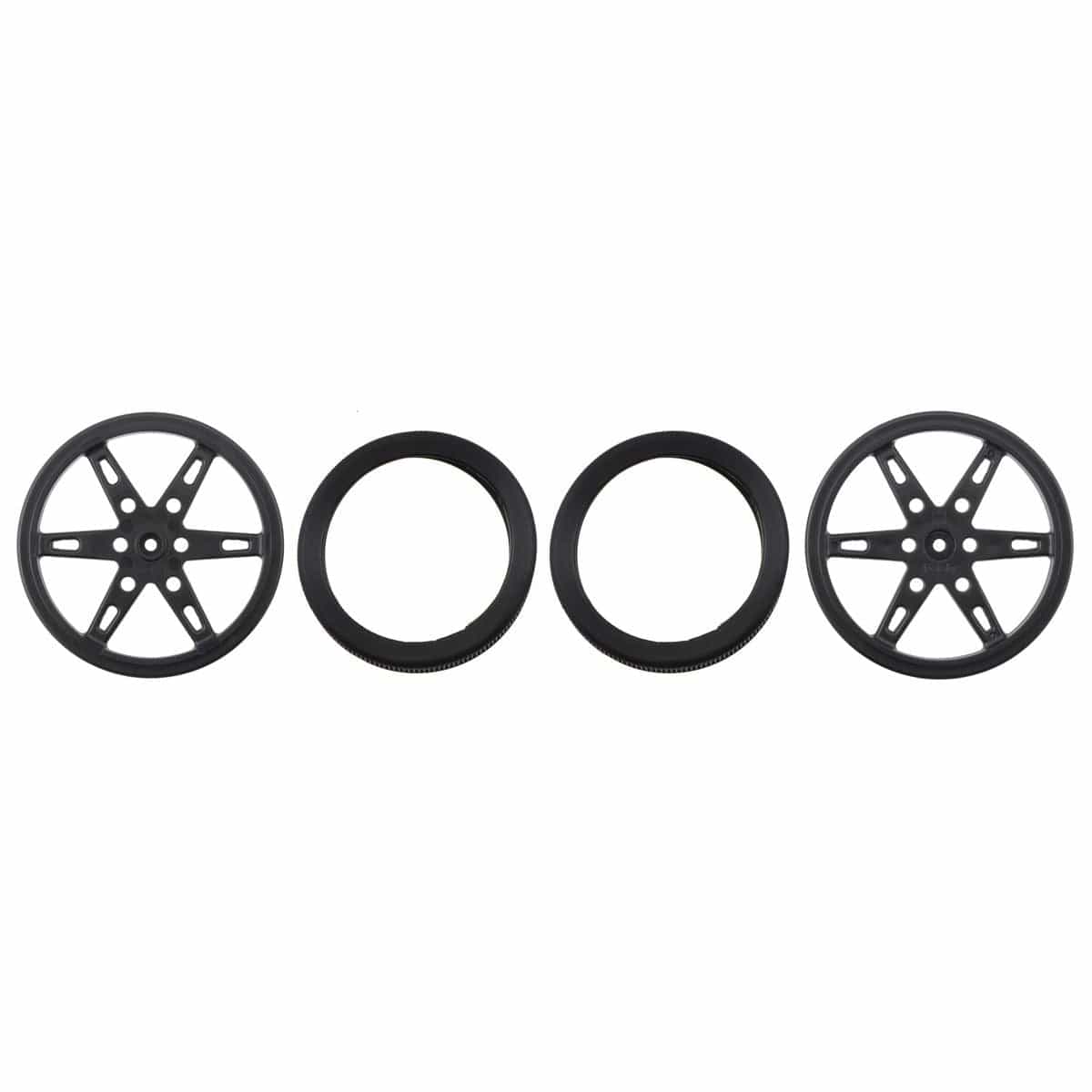 Pololu Wheel for Micro Servo Splines (21T, 4.8mm) - 60×8mm, Black, 2-Pack - Image 2