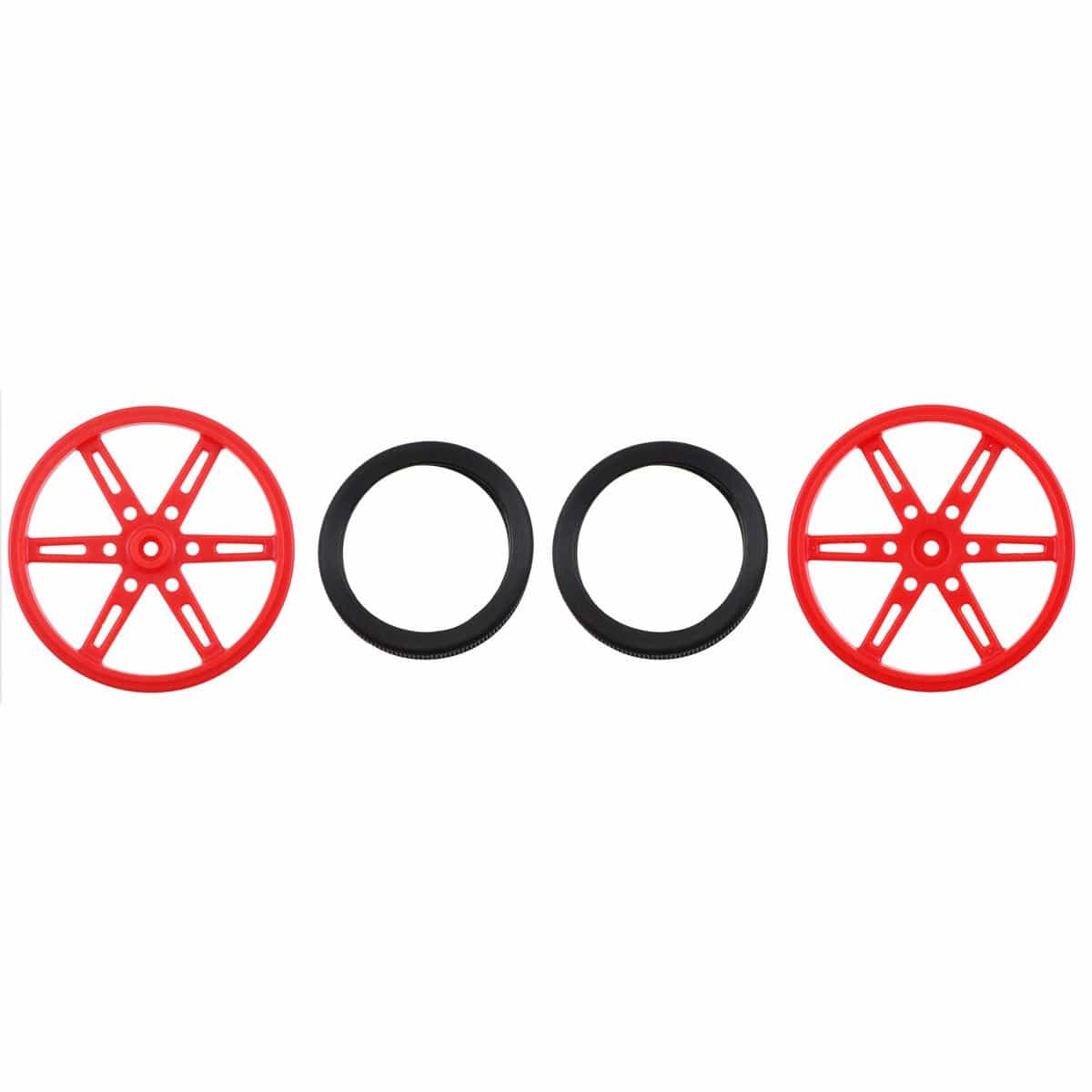 Pololu Wheel Pair for Standard Servo Splines (25T, 5.8mm) - 70×8mm, Red - Image 2
