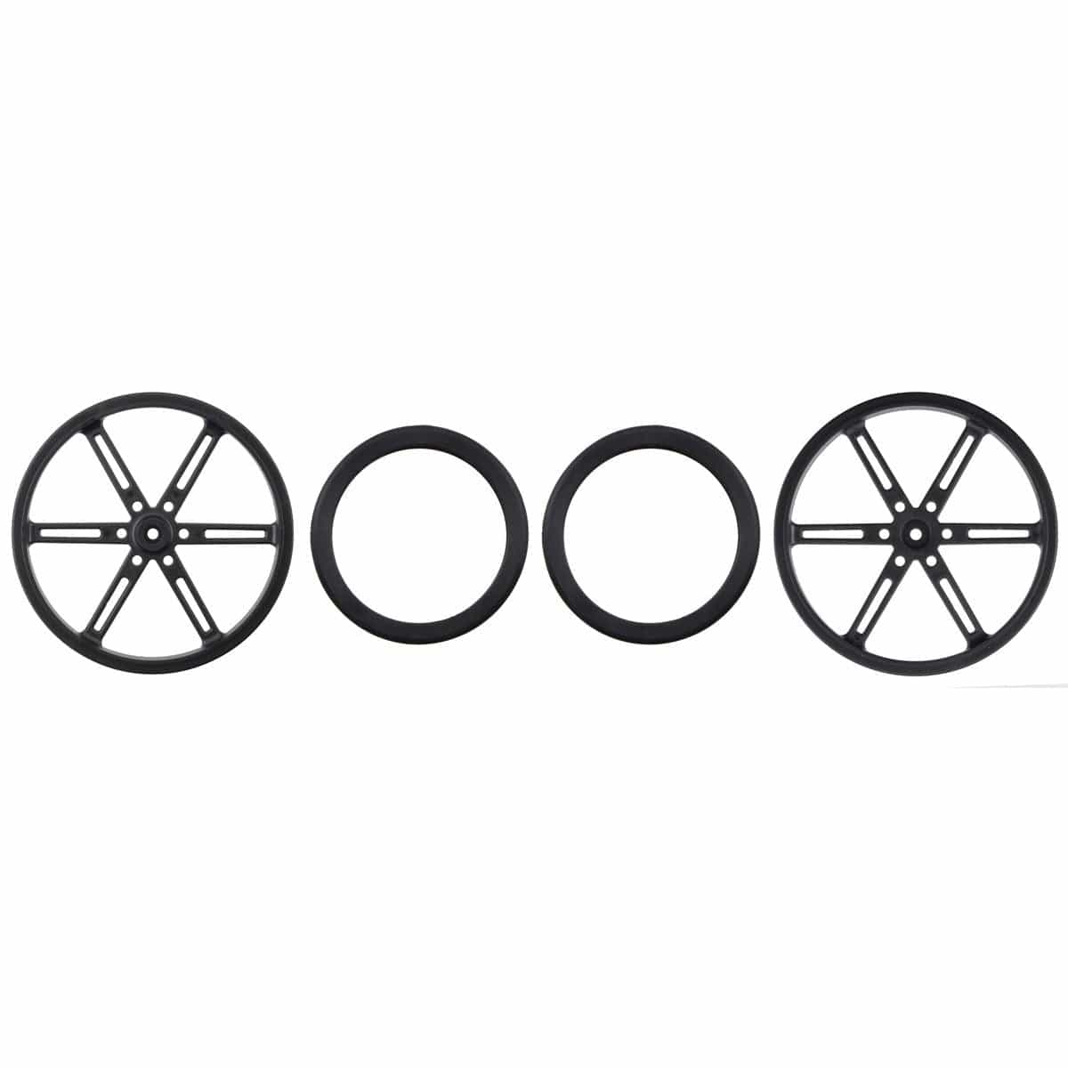 Pololu Wheel Pair for Standard Servo Splines (25T, 5.8mm) - 90×10mm, Black - Image 2