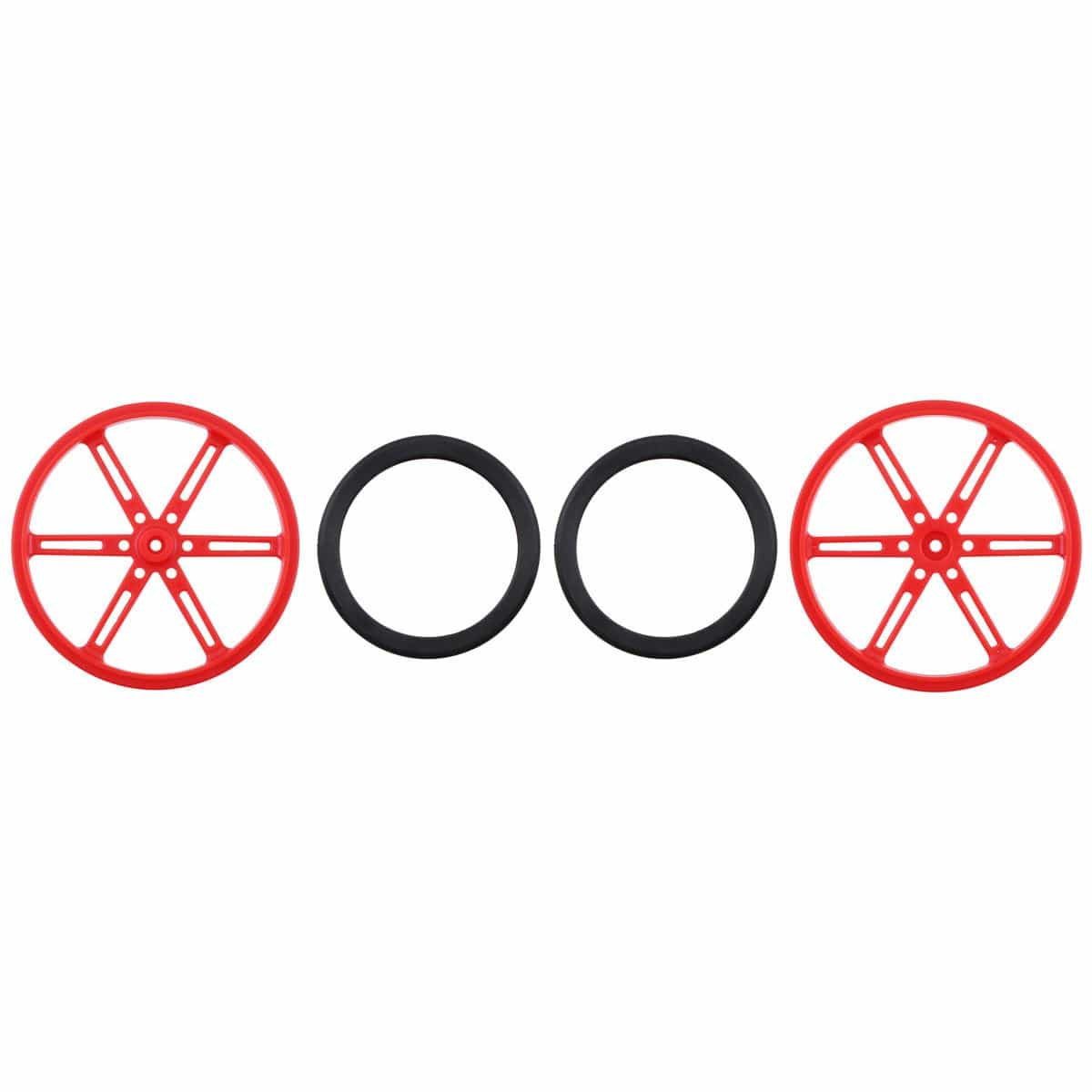 Pololu Wheel Pair for Standard Servo Splines (25T, 5.8mm) - 90×10mm, Red - Image 2