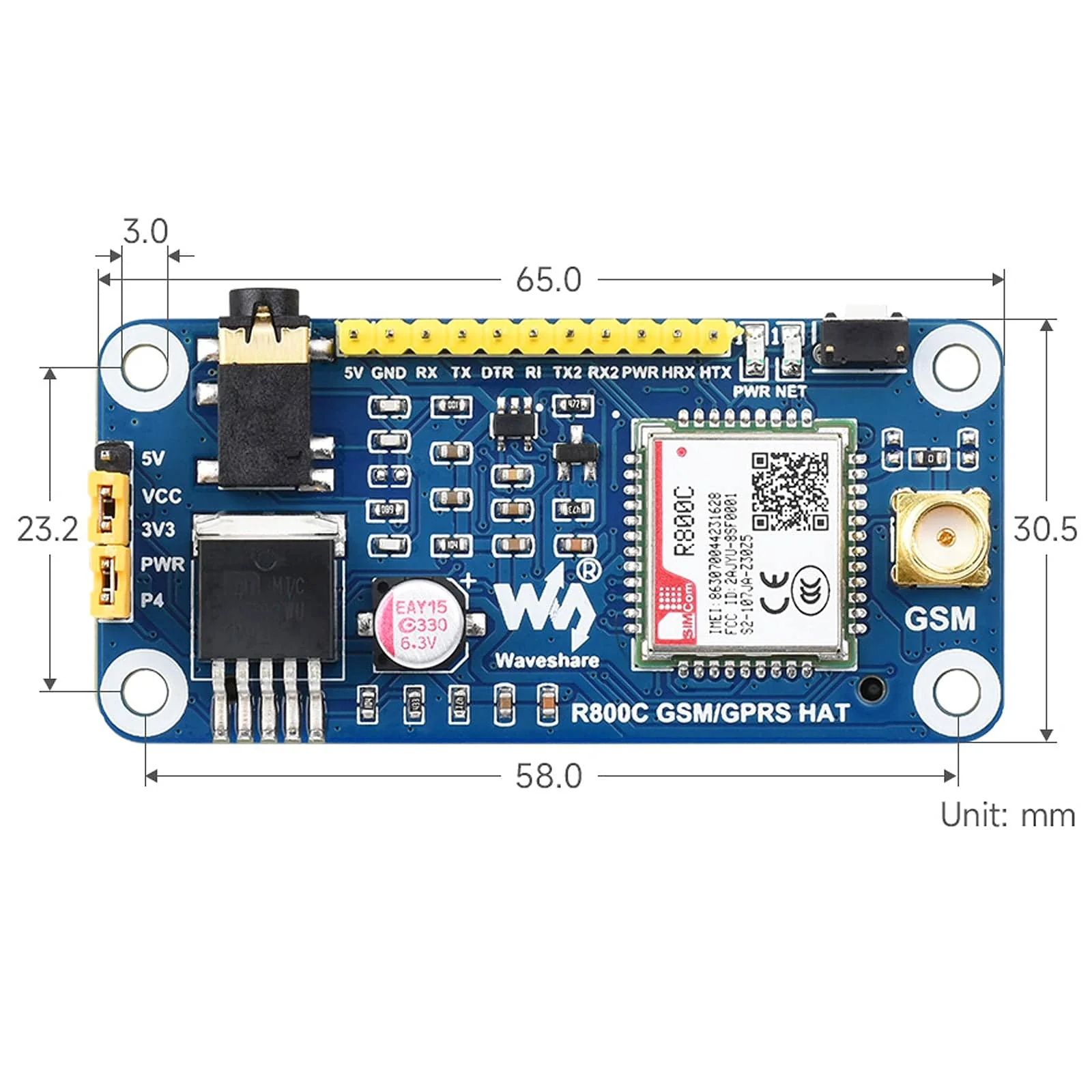 R800C GSM/GPRS HAT for Raspberry Pi - Image 7