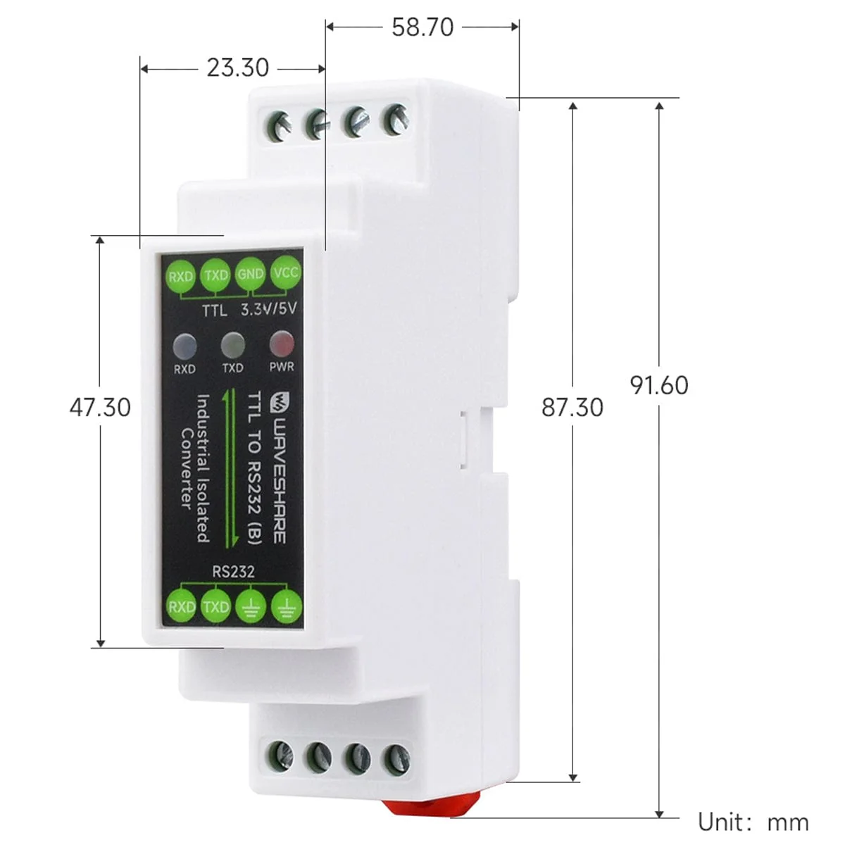 Rail-mount TTL to RS232 Galvanic isolated Converter - Image 6