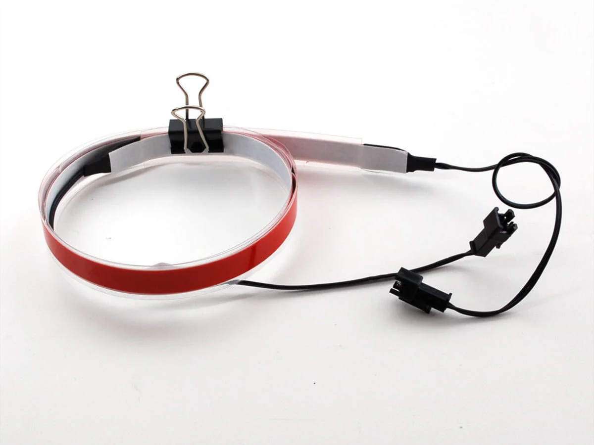 Red Electroluminescent (EL) Tape Strip - 100cm w/two connectors - Image 2