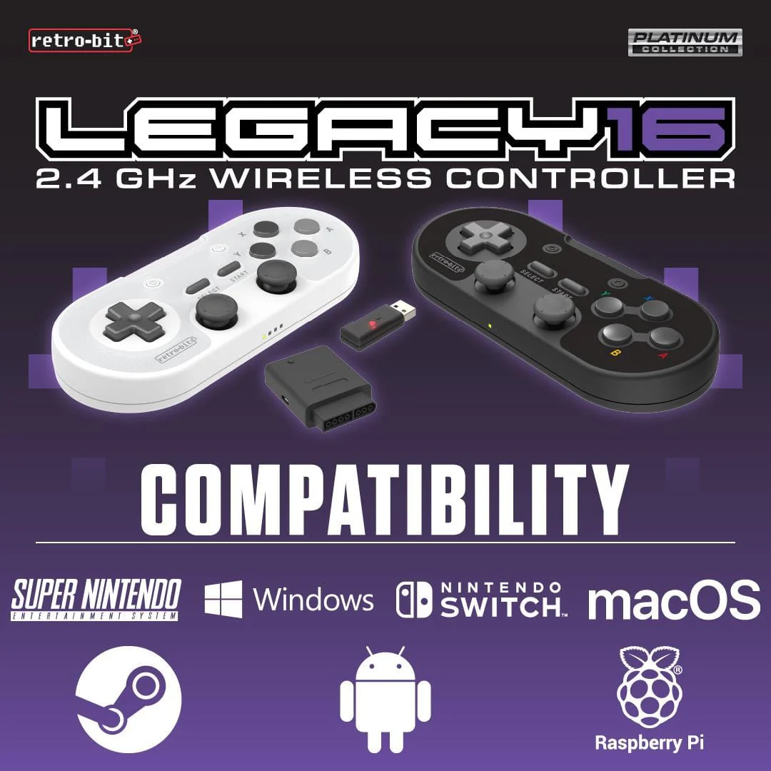 Retro-Bit Legacy16 2.4GHz Wireless Controller - Classic Grey [Discontinued] - Image 2