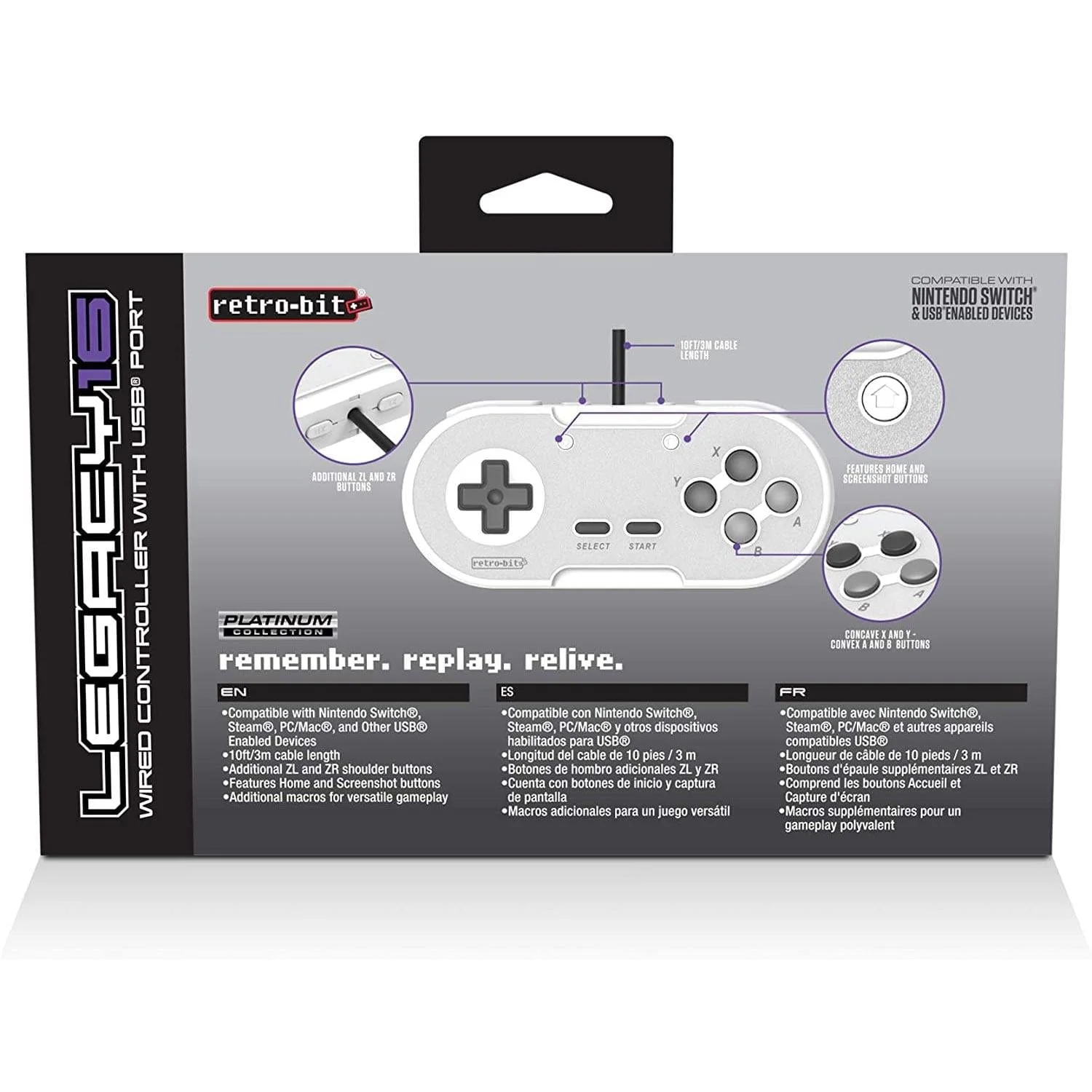 Retro-Bit Legacy16 Wired USB Controller - Classic Grey [Discontinued] - Image 10