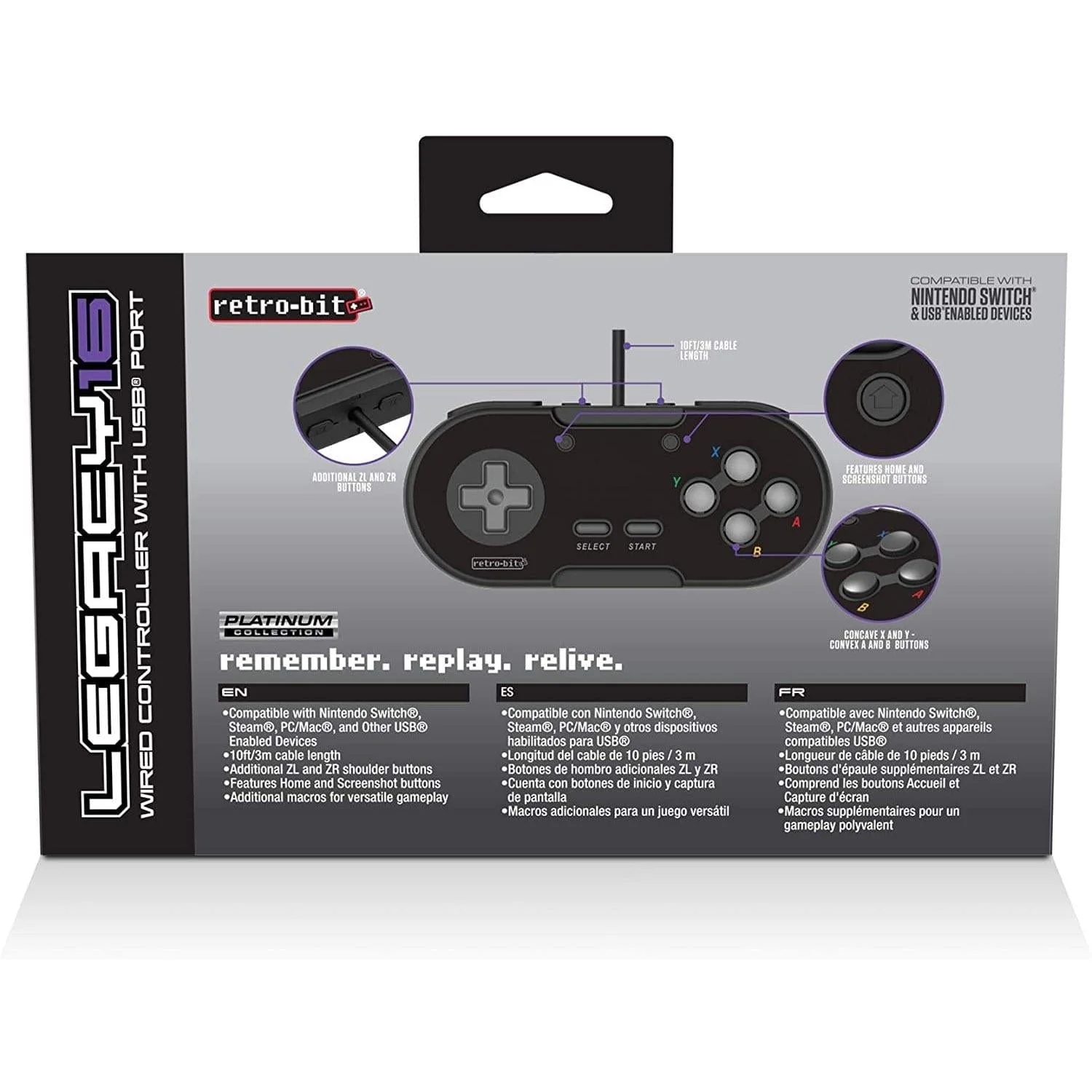 Retro-Bit Legacy16 Wired USB Controller - Onyx [Discontinued] - Image 10