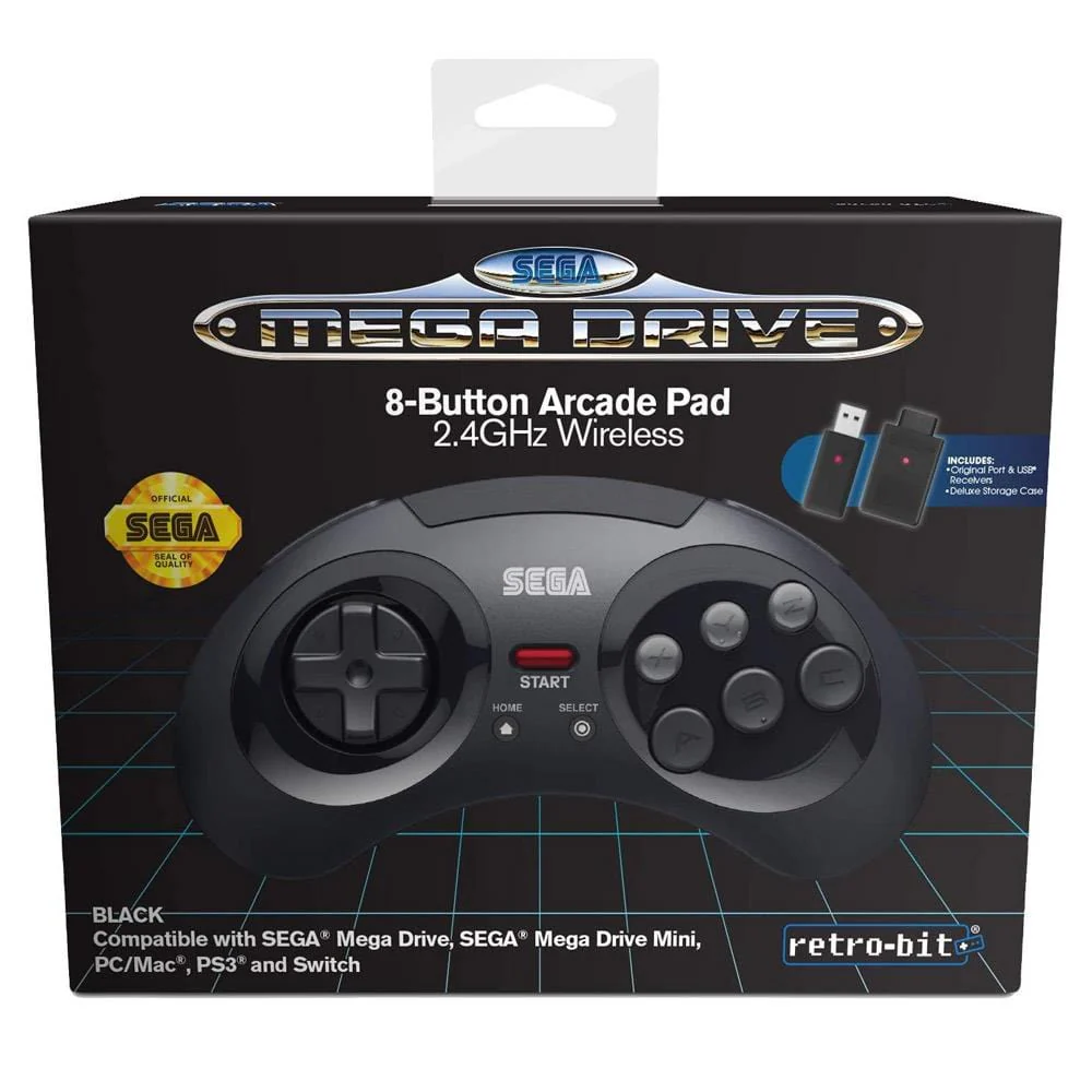 Retro-Bit Official SEGA Mega Drive 8-Button 2.4Ghz Wireless Arcade Pad - Black [Discontinued] - Image 8