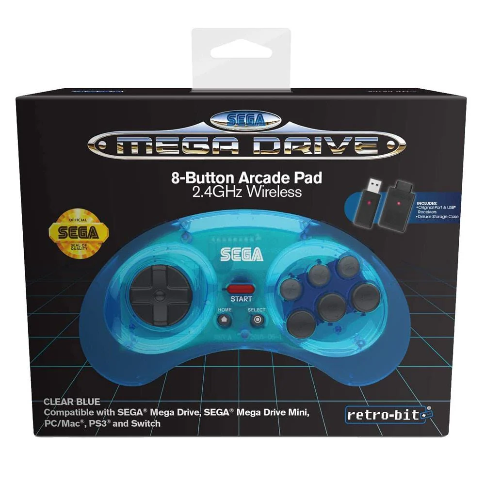 Retro-Bit Official SEGA Mega Drive 8-Button 2.4Ghz Wireless Arcade Pad - Blue [Discontinued] - Image 9