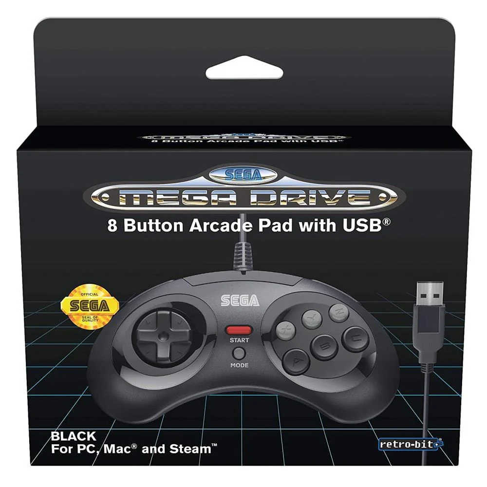 Retro-Bit Official SEGA Mega Drive 8-Button USB Arcade Pad - Black [Discontinued] - Image 2