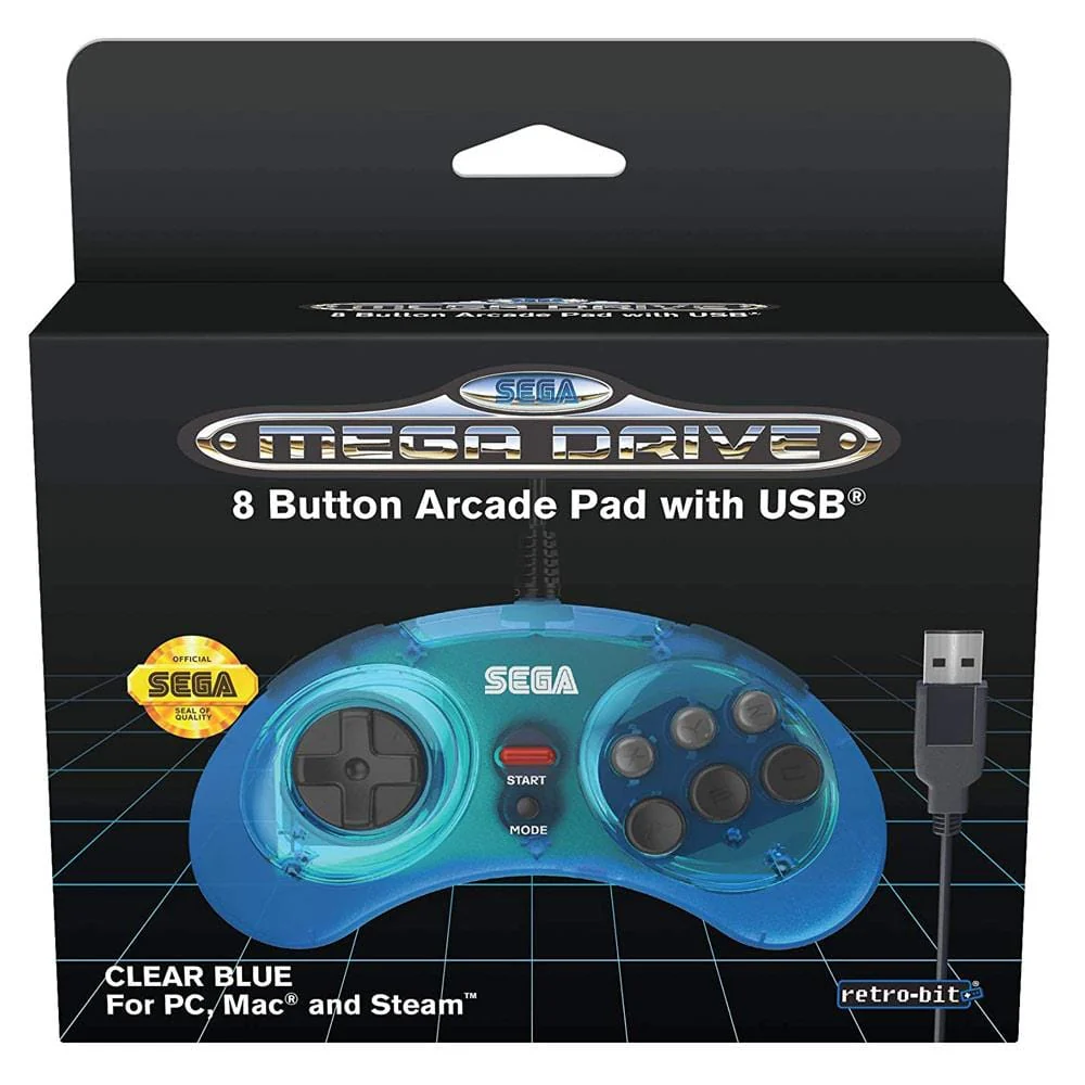 Retro-Bit Official SEGA Mega Drive 8-Button USB Arcade Pad - Blue [discontinued] - Image 2