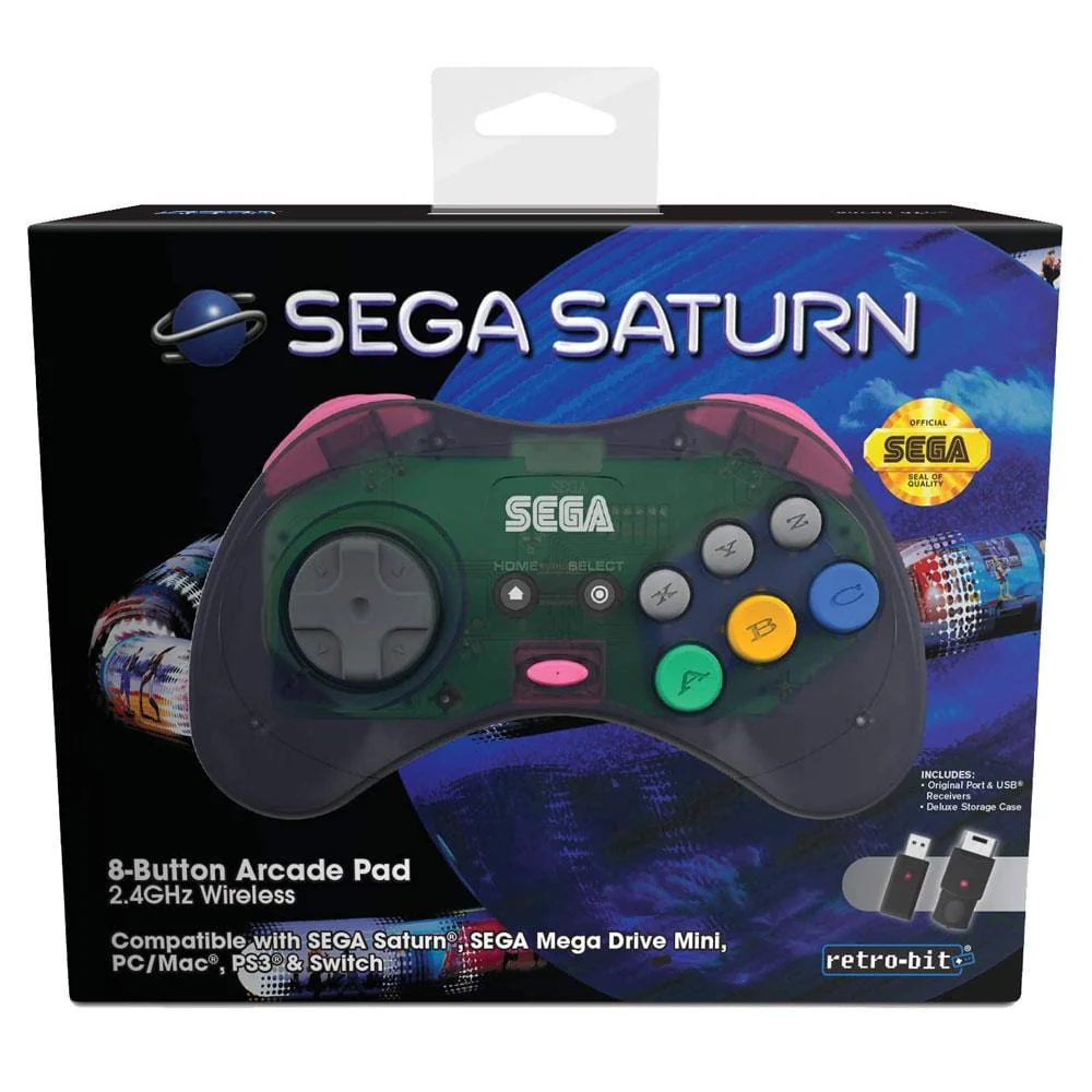 Retro-Bit Official SEGA Saturn 8-Button 2.4Ghz Wireless Arcade Pad - Grey [Discontinued] - Image 9
