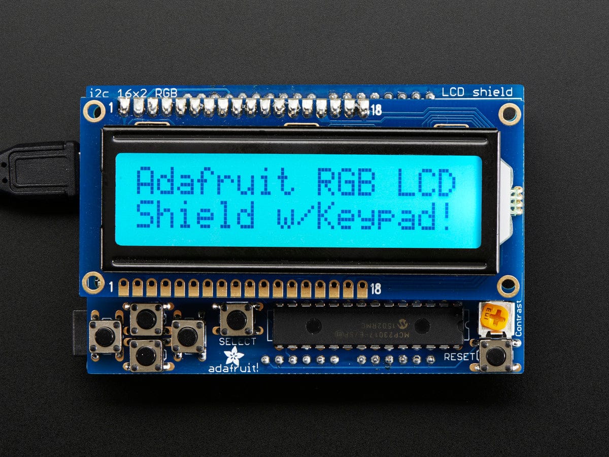 RGB LCD Shield Kit with 16x2 Character Display (Positive Display)