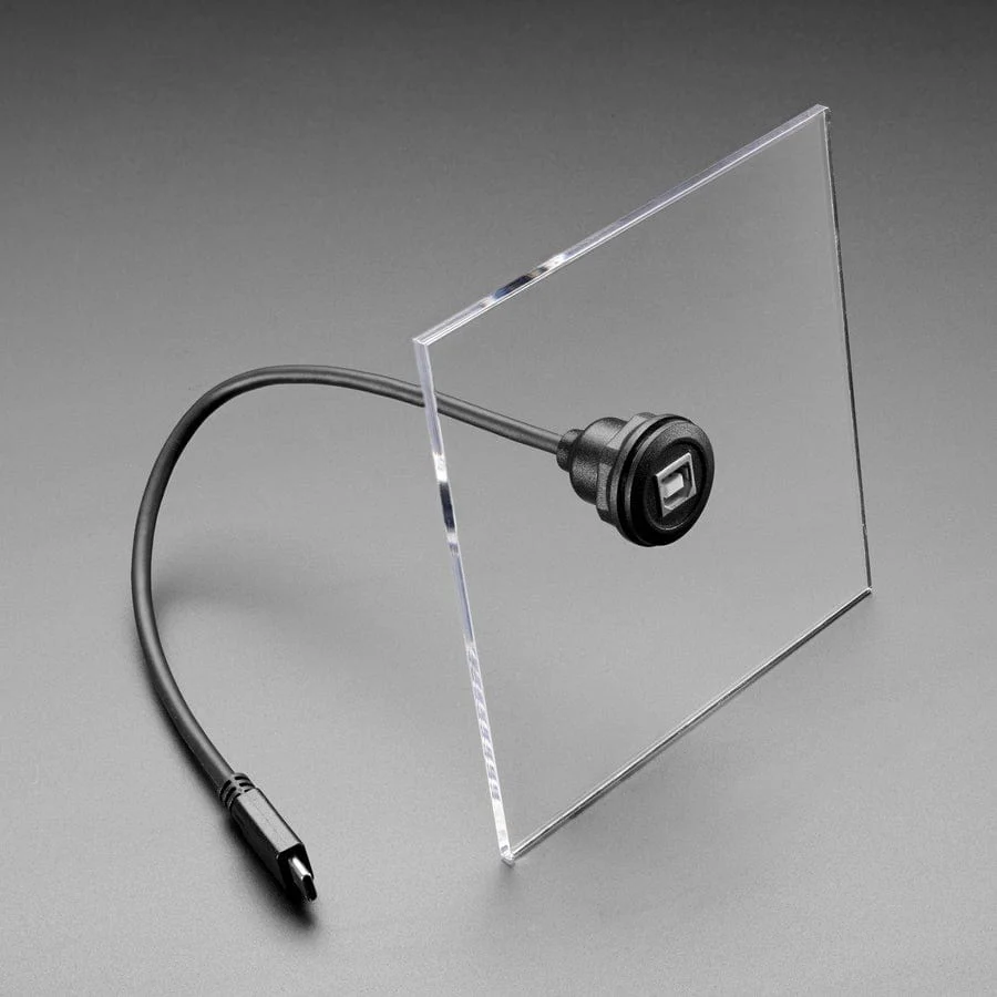 Round Panel Mount USB Cable - USB-B Socket to USB-C Plug - Image 2