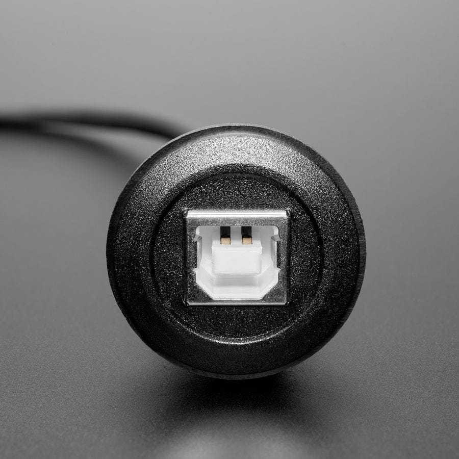 Round Panel Mount USB Cable - USB-B Socket to USB-C Plug - Image 3
