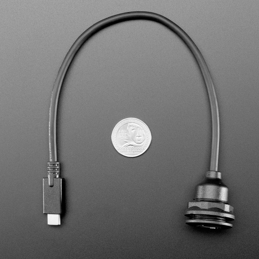 Round Panel Mount USB Cable - USB-B Socket to USB-C Plug - Image 5