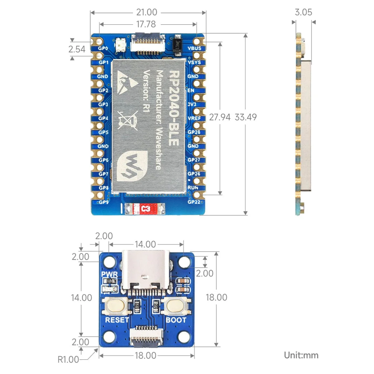 RP2040-BLE Development Board with Adapter Board - Image 5