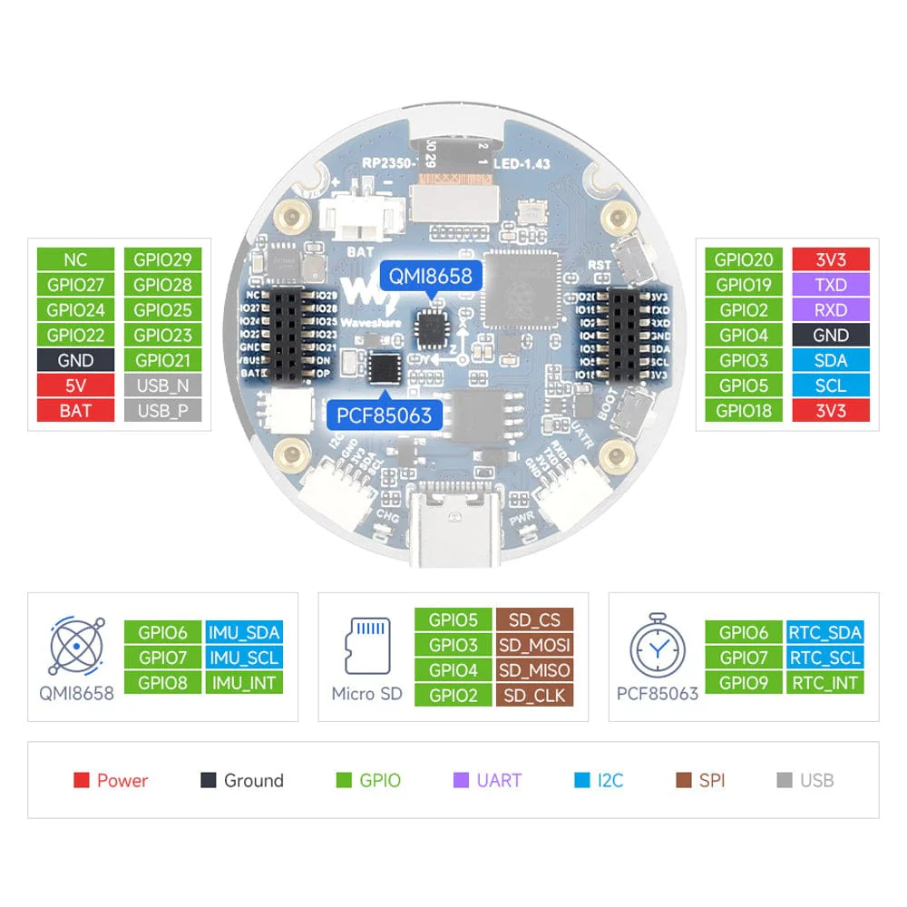 RP2350 1.43" AMOLED Round Display Dev Board (466x466) - Image 10