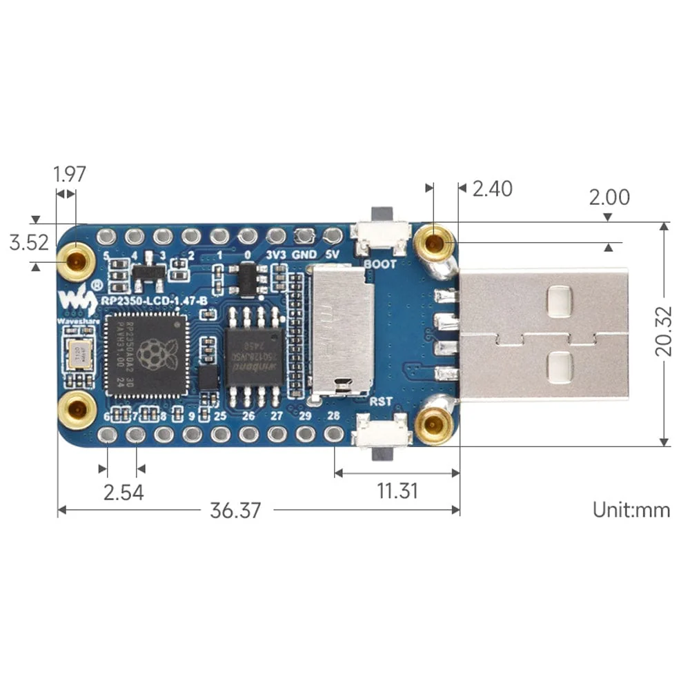 RP2350 1.47" Display Development Board - USB-A (172x320) - Image 9