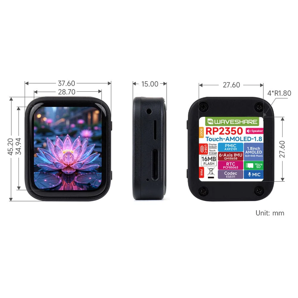 RP2350 1.8" AMOLED Touch Display Dev Board (368×448) - Image 10