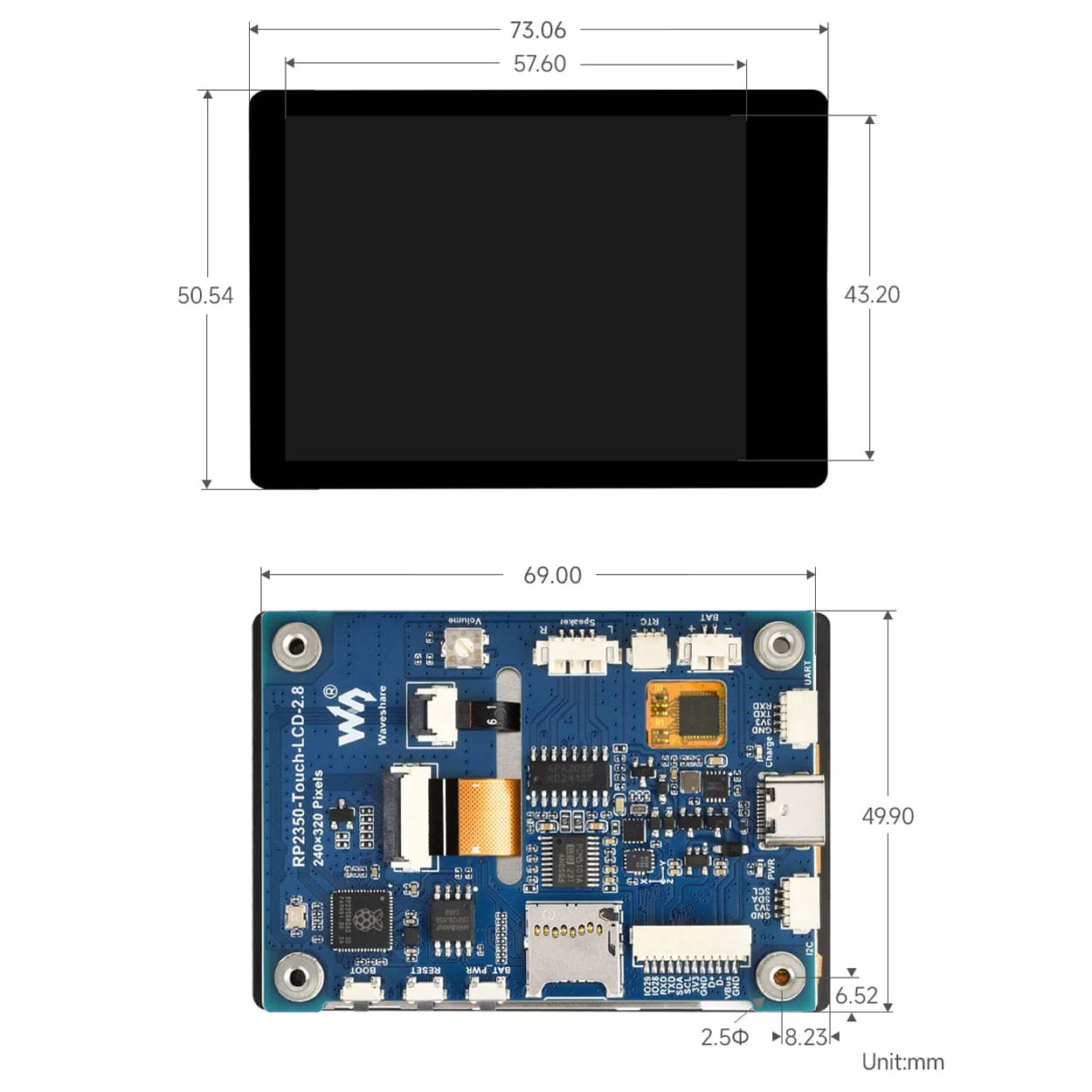 RP2350 2.8" Capacitive Touch Dev Board with 6-Axis IMU - Image 10