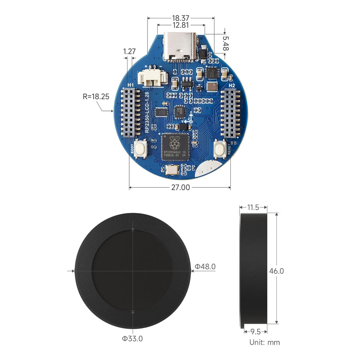 RP2350 MCU Board with 1.28" Round IPS LCD - Image 7
