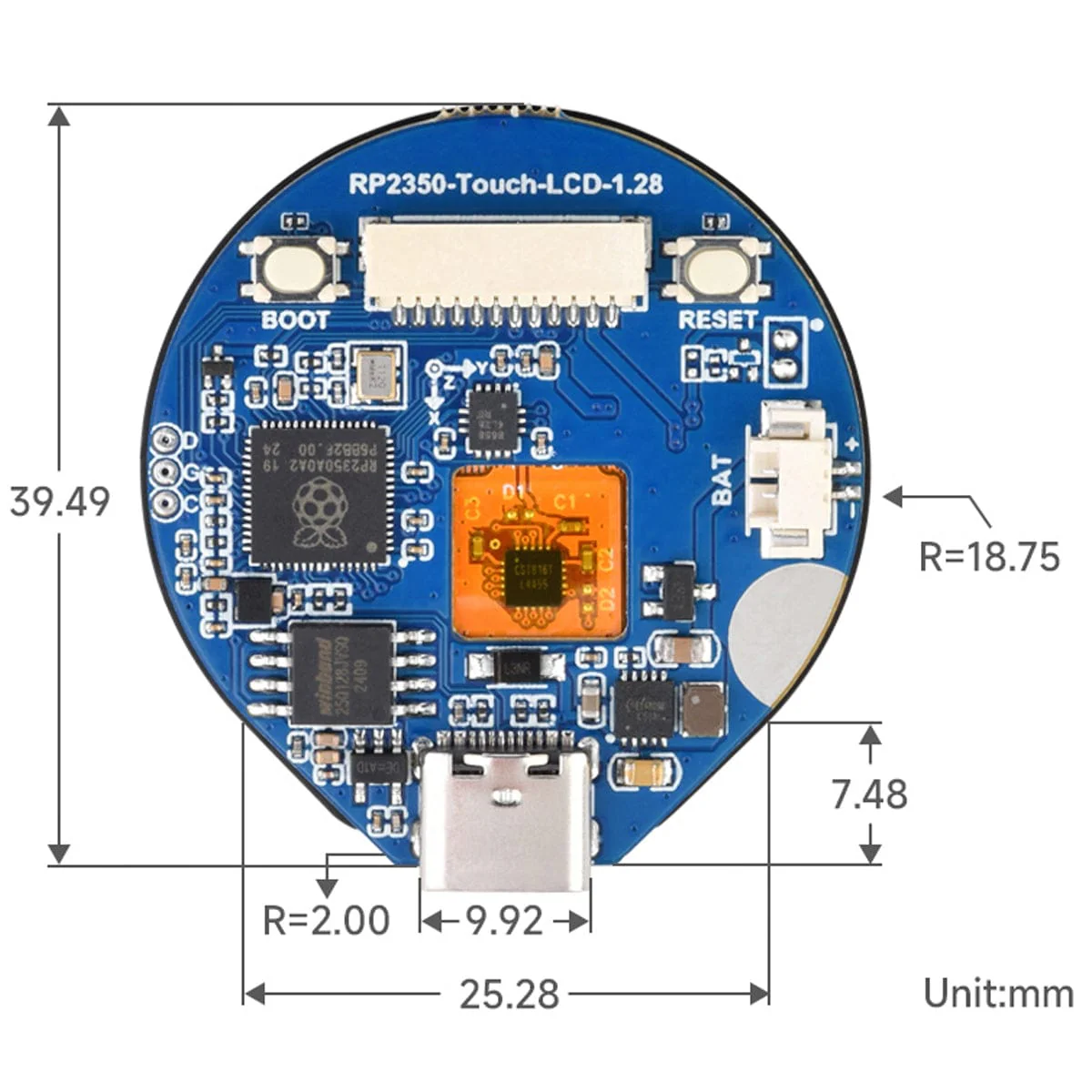 RP2350 MCU Board with 1.28" Round IPS LCD Touch Display (240x240) - Image 8
