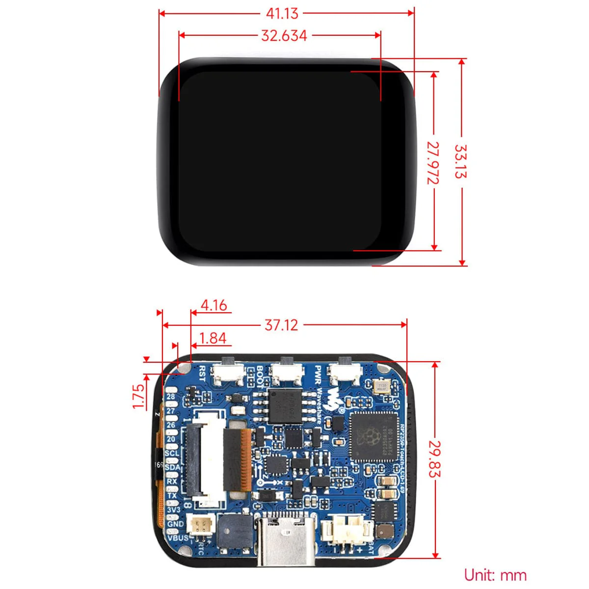 RP2350 Development Board with 1.69" Capacitive Touch Display (240x280) - Image 6