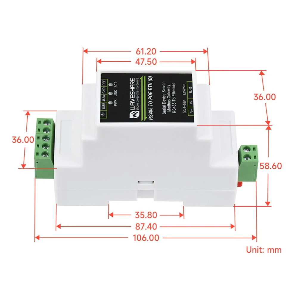 RS485 to RJ45 Industrial Serial Server - Common Ethernet Port (C) - Image 7