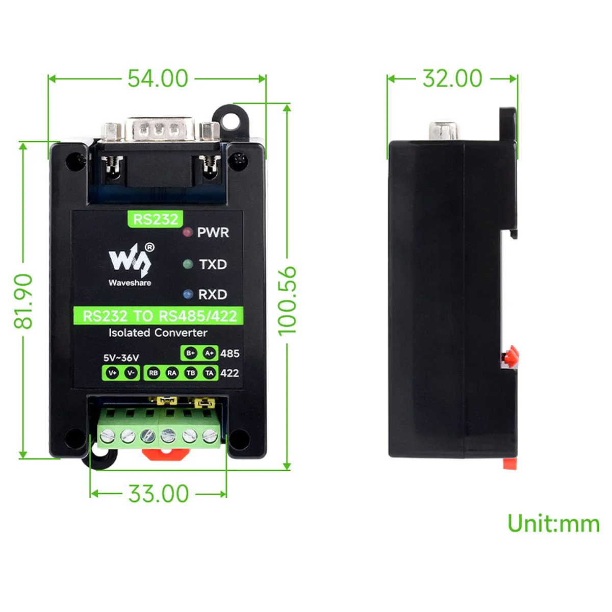 RS232 Male Port to RS485/422 Active Digital Isolated Converter - Image 9