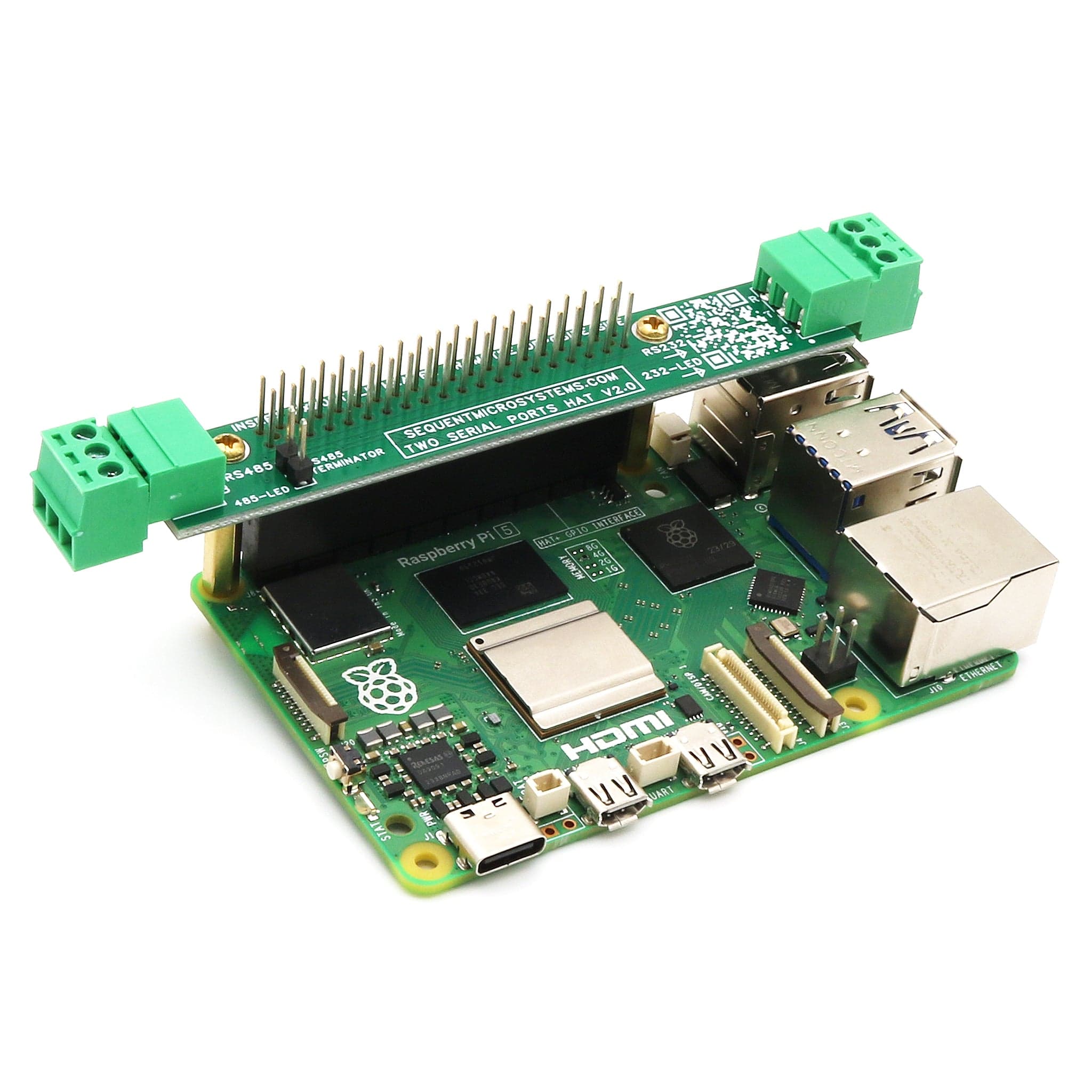 Two Serial Ports RS485 and RS232 Stackable HAT for Raspberry Pi (v2.0) - Image 3