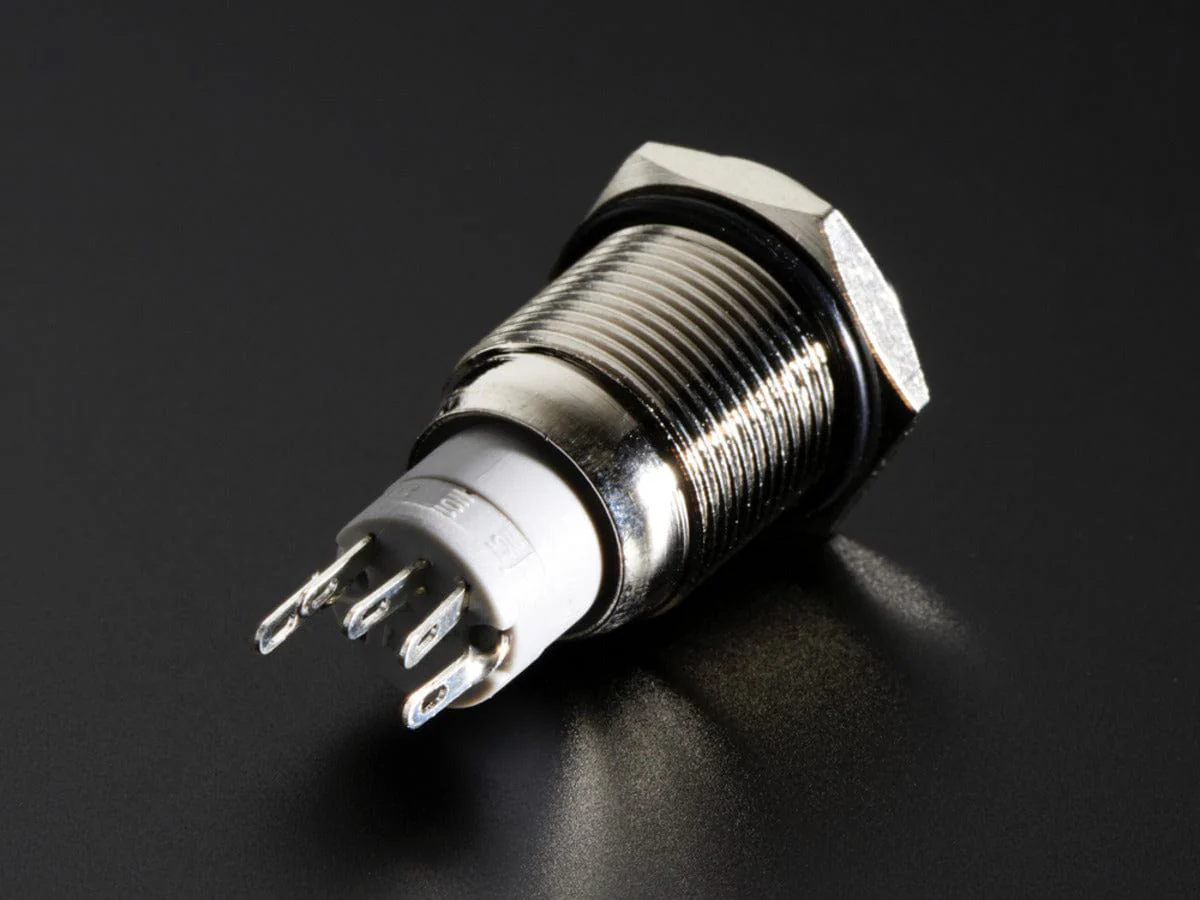 Rugged Metal On/Off Switch with Red LED Ring (16mm Red On/Off) - Image 2