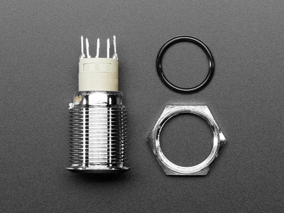 Rugged Metal Pushbutton with Red LED Ring (16mm Red Momentary) - Image 3