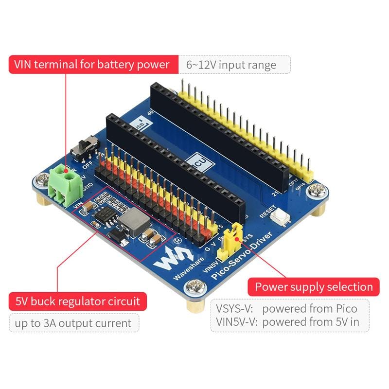 Servo Driver Module for Raspberry Pi Pico - Image 2