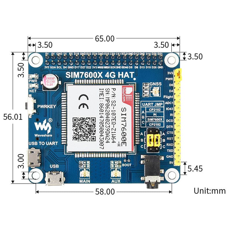 SIM7600E-H 4G HAT for Raspberry Pi (LTE Cat-4) - Image 8
