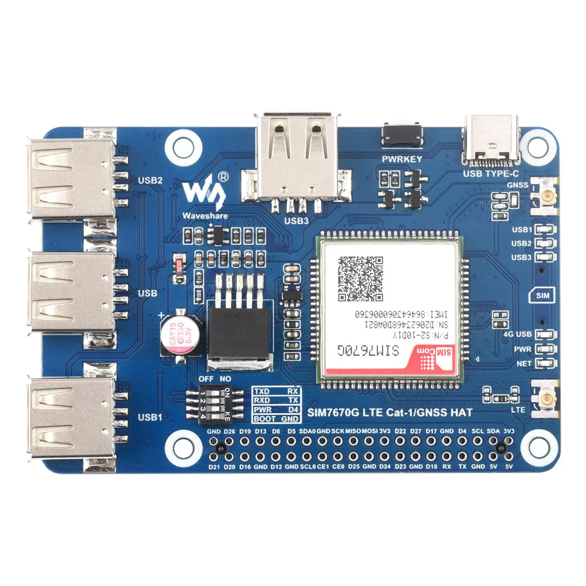 SIM7670G LTE Cat-1/GNSS HAT for Raspberry Pi - Image 3